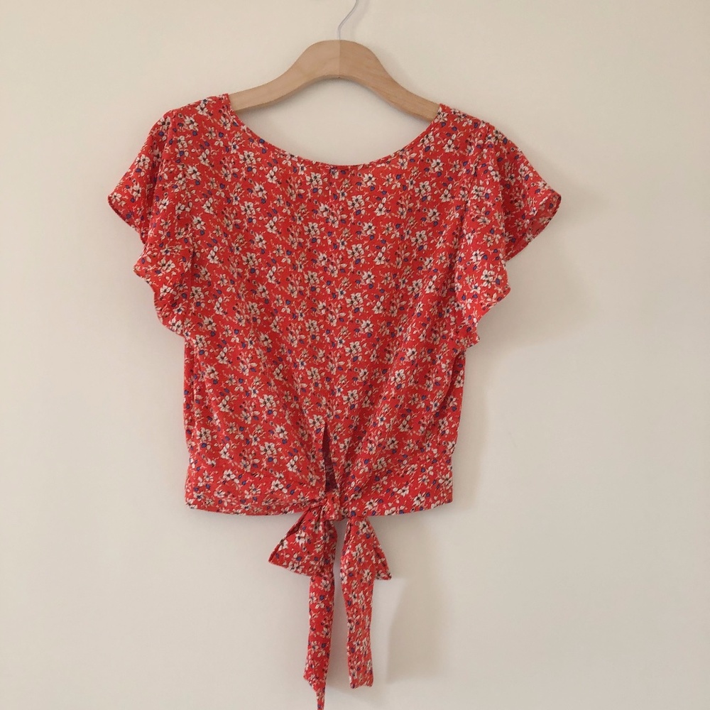 Red, Floral Blouse